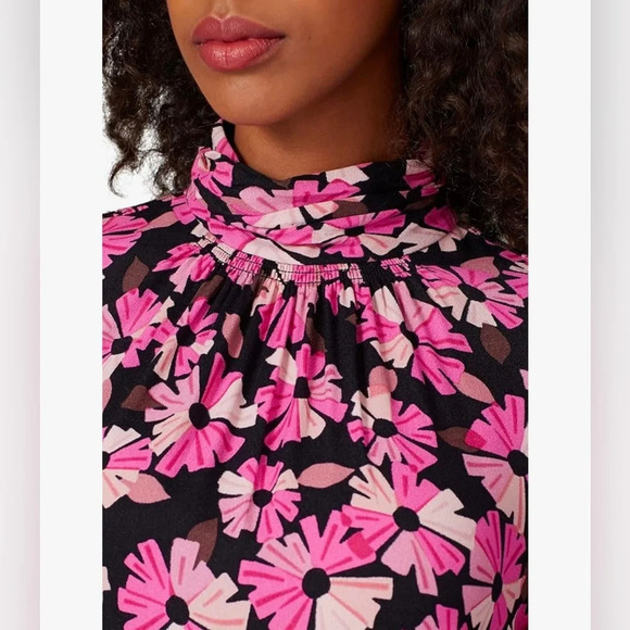 Kate Spade pink wallflower smocked long sleeve dress size 16 runs small - Picture 4 of 10